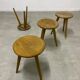 Set table and 4 wooden stools bistrot design of the 50