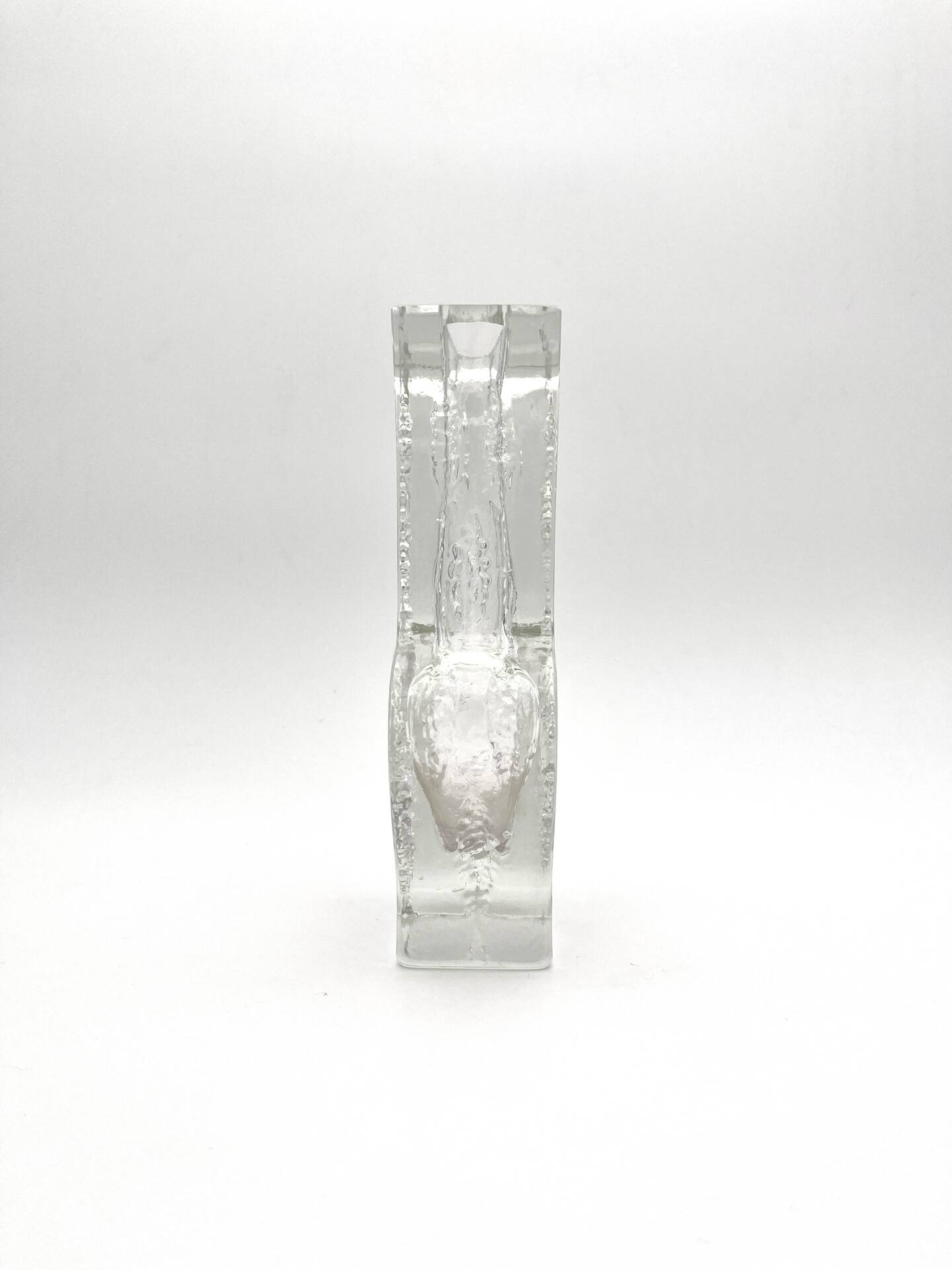 Brutalist Vase Ingrid Glashütte 3085 Transparent Glass 70s