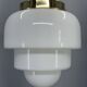 1930s Art Deco Brass and Opaline Glass Flush Mount, Czech