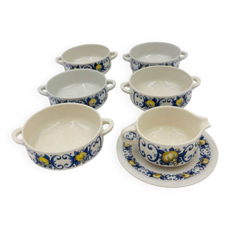 Set of Cadiz bowls and cream pot