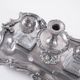 Decorative Art Deco table set – metal tray with glass flacons, European craftsmanship