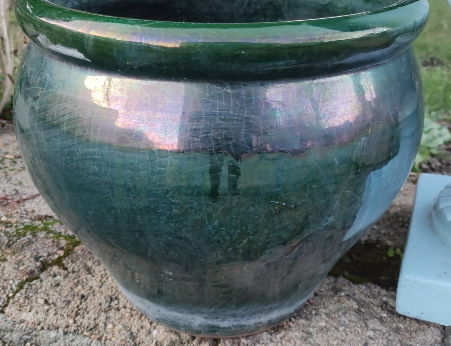 Exterior interior glazed terracotta pot cover