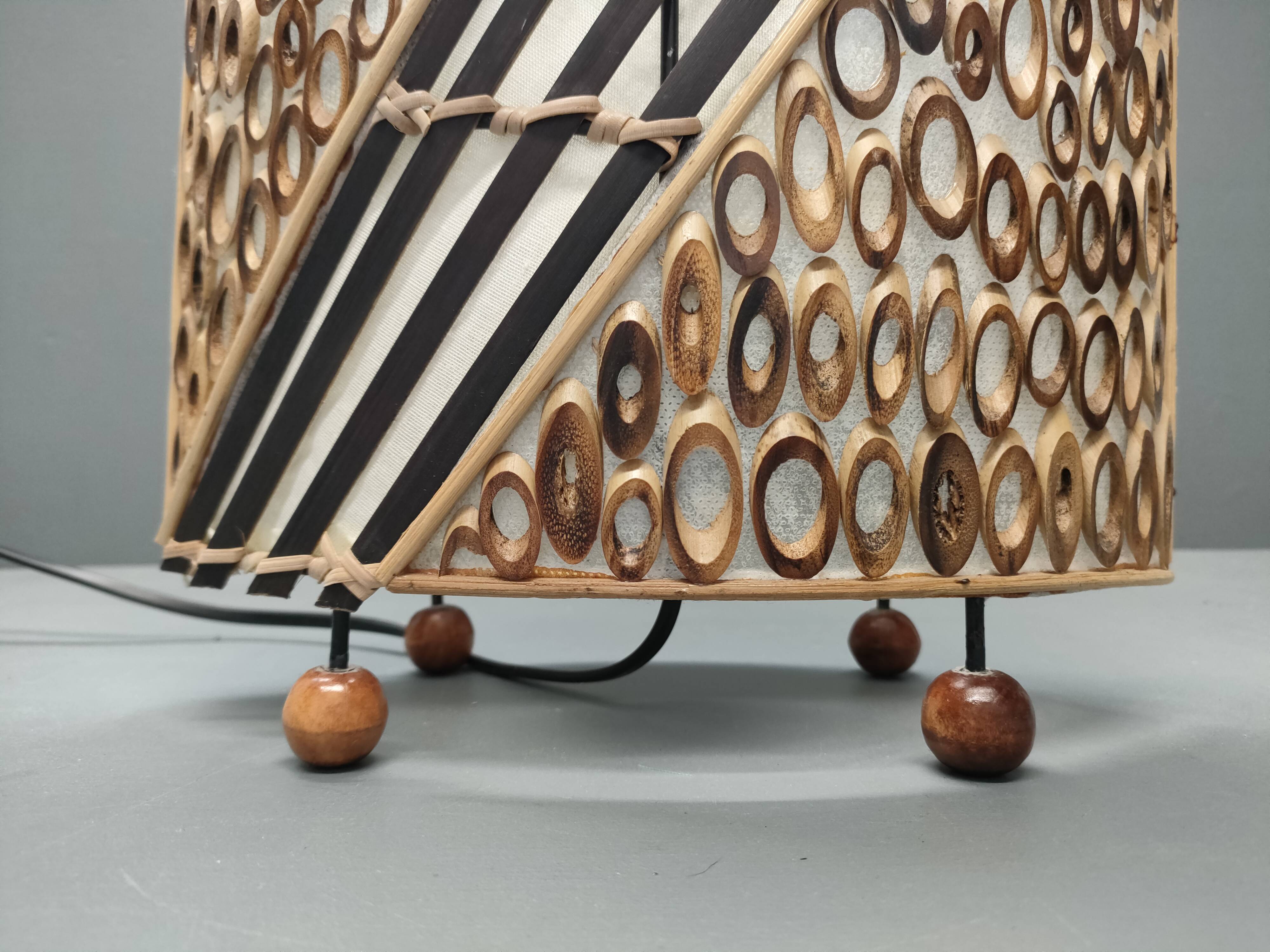 Lamp in rattan wicker and wood late XIXth