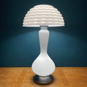 Lampe de table champignon en verre de Murano blanc, Italie, années 1970
