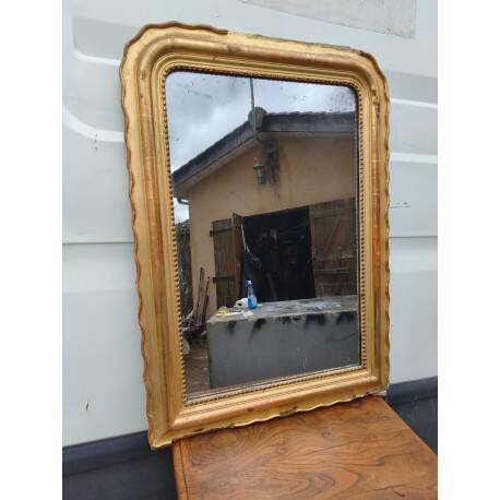Miroir de cheminée XIXe bois et stuc doré