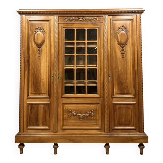 Louis XVI style bookcase in solid walnut circa 1880