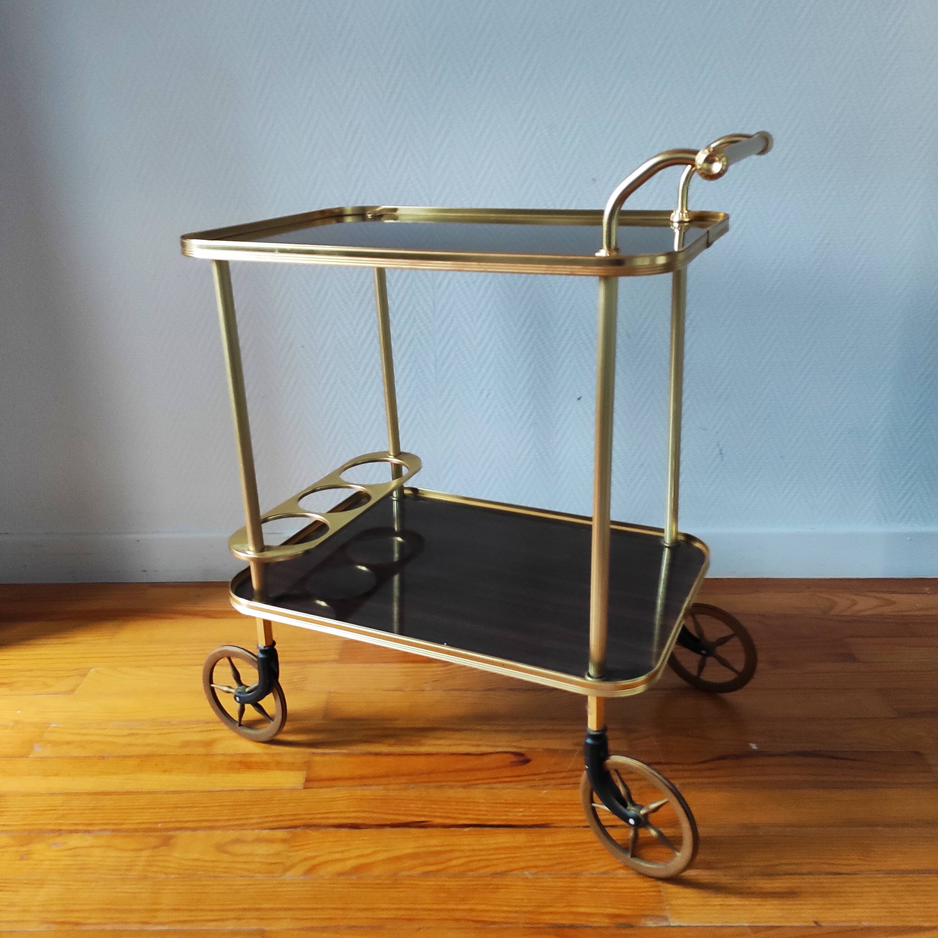 Vintage 1960s rolling bar cart