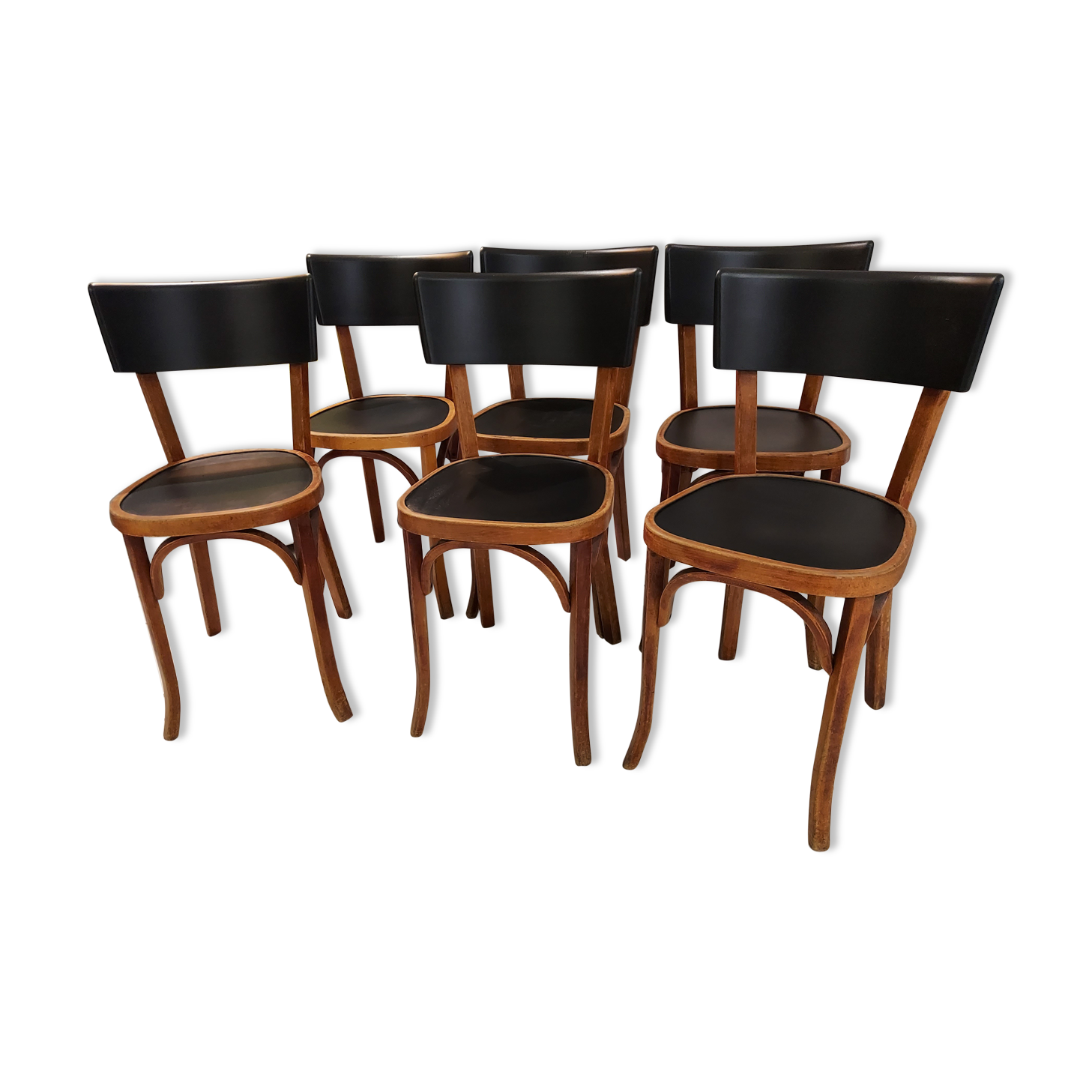 Suite de 6 chaises de bistrot Baumann années 1950