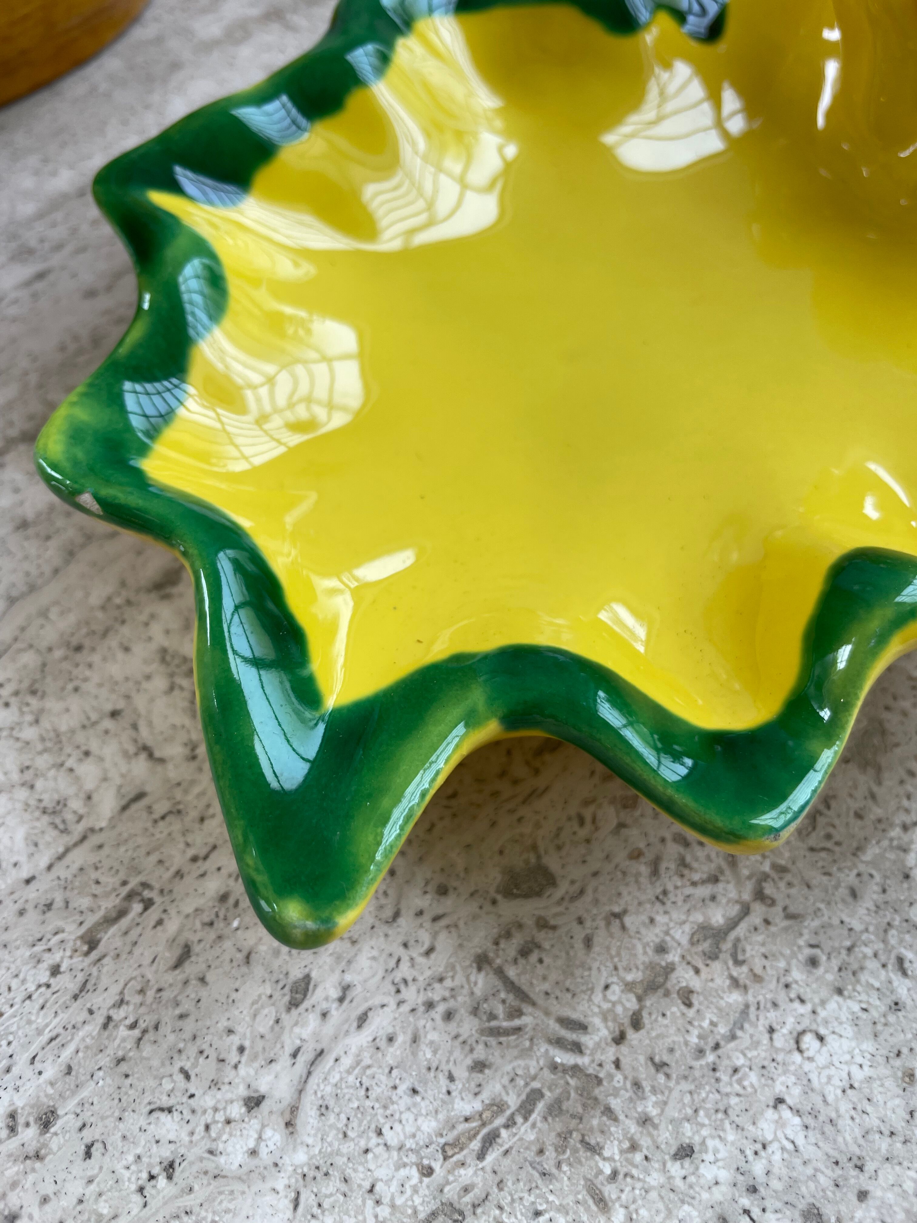 Ceramic yellow vallauris dish