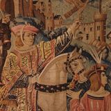 stencil tapestry - Gothic flamboyant falcon hunting scene - 19th century