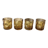Set de 4 verres à liqueur / bourbon Empoli ambrés – Italie, années 70