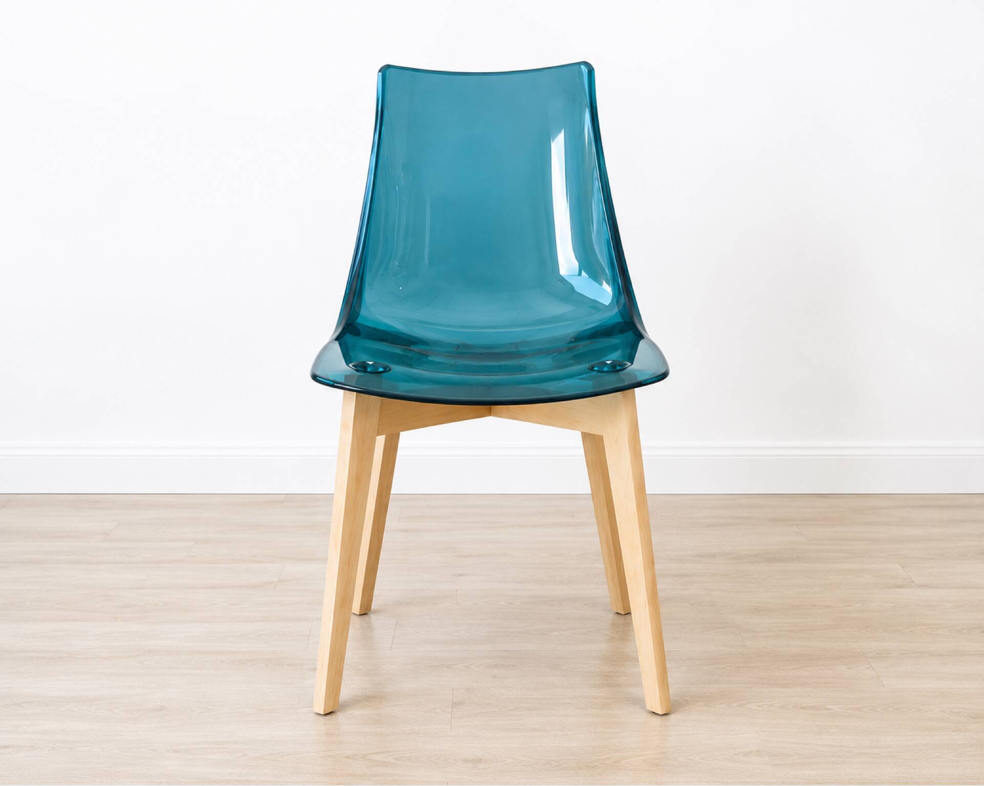 Set of 4 fantasy design chairs – brand: Cancio (wood & polycarbonate)