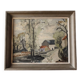 Oil on isorel, 1939, village, signed Alex Gonesco