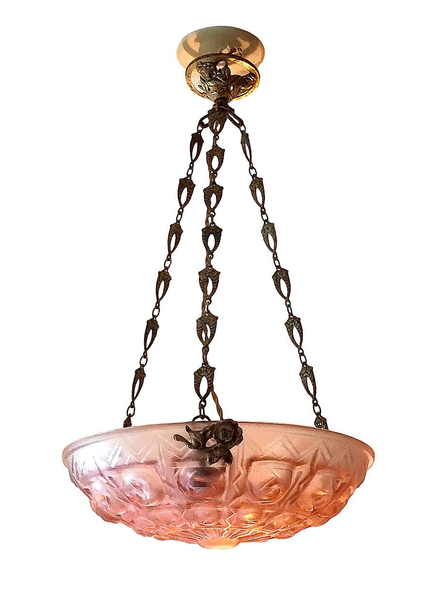 Art deco basin lamp 1925 noverdy france "registered design" and bronze mount