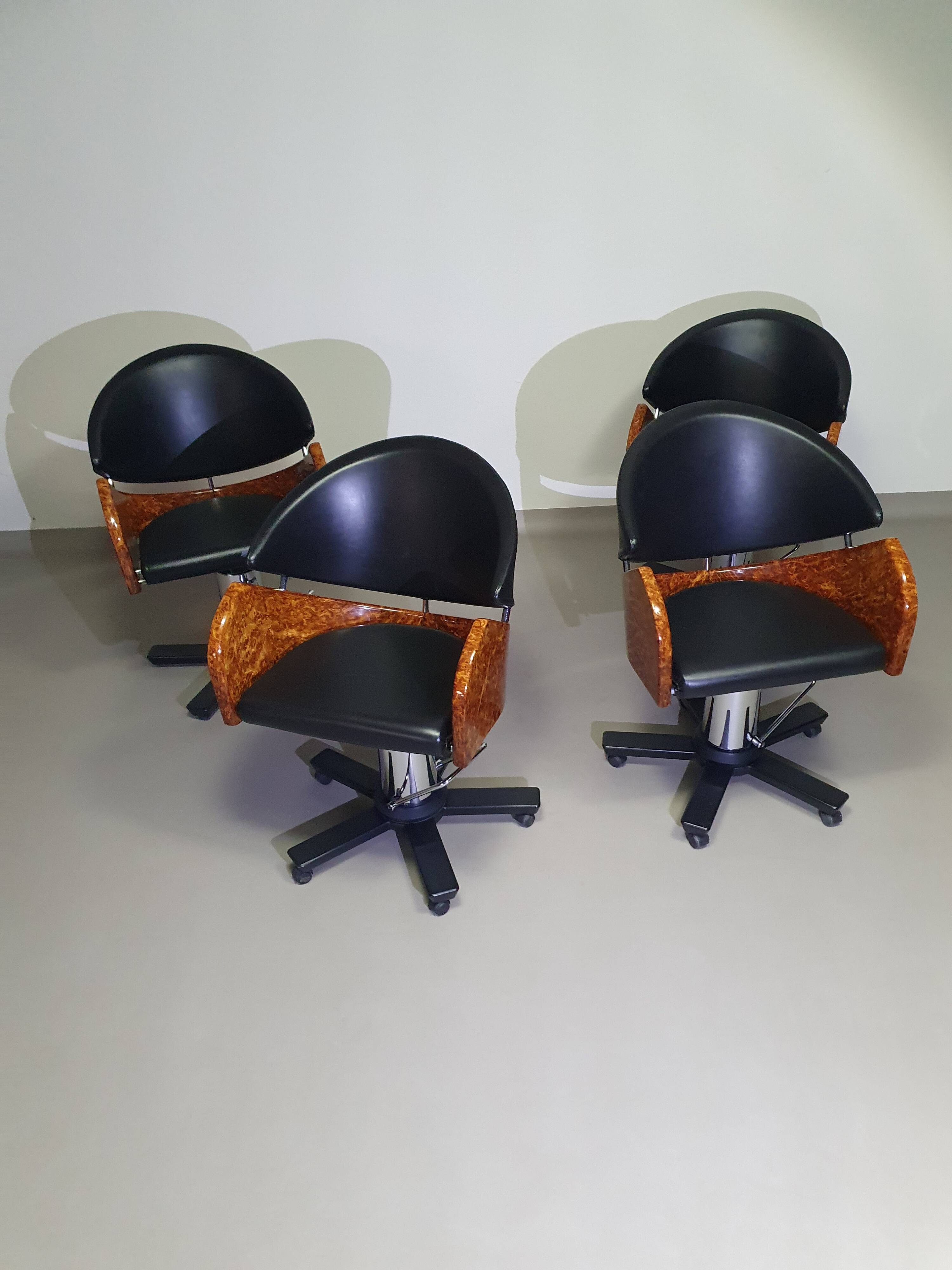 4 x '80s Italian barber chair, height adjustable