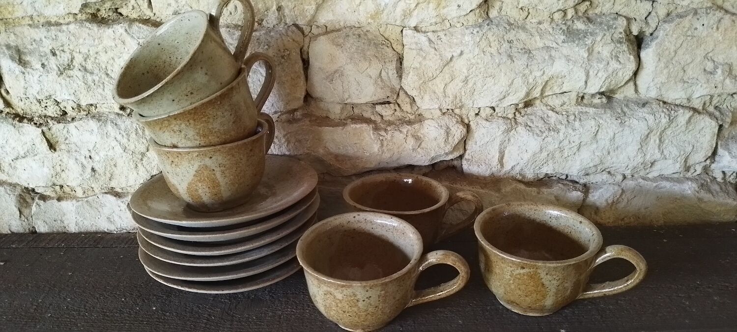 Vintage stoneware coffee mugs