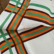 8 serviettes de table vintage liteaux oranges et verts monogramme JB
