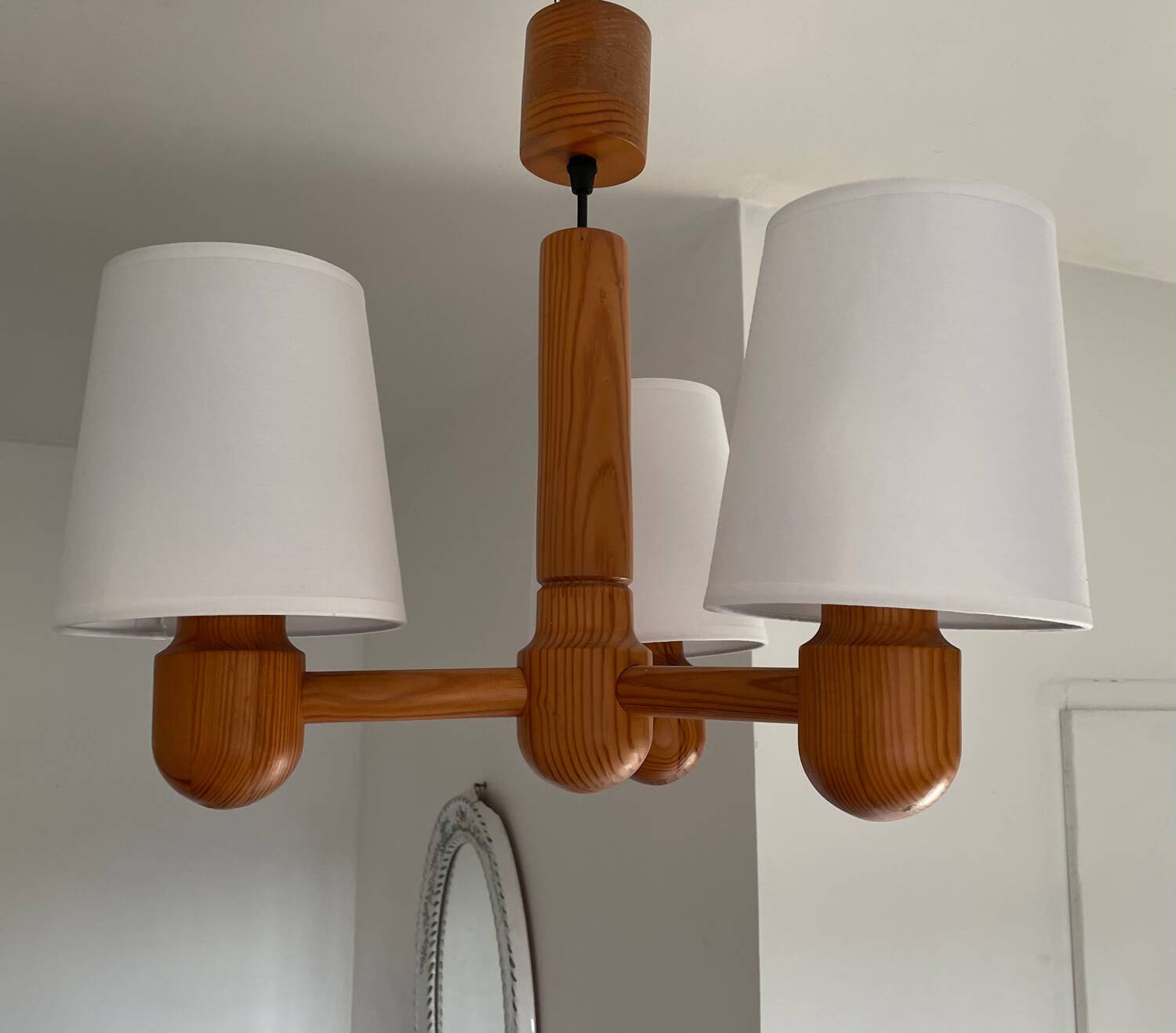70’s Scandinavian pine wood chandelier