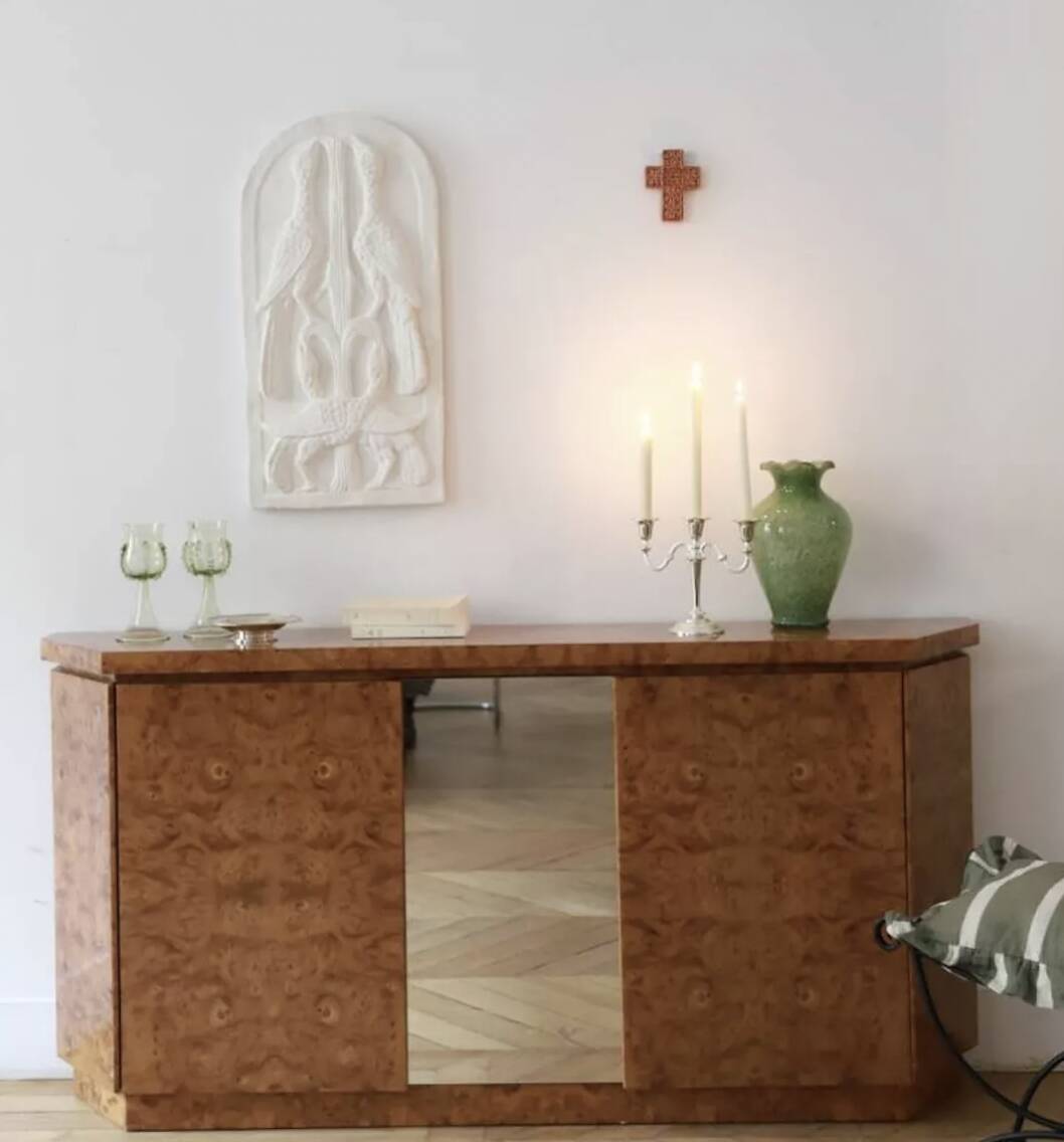 art deco sideboard in elm burl