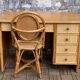 Vintage rattan and woven wicker desk 1970