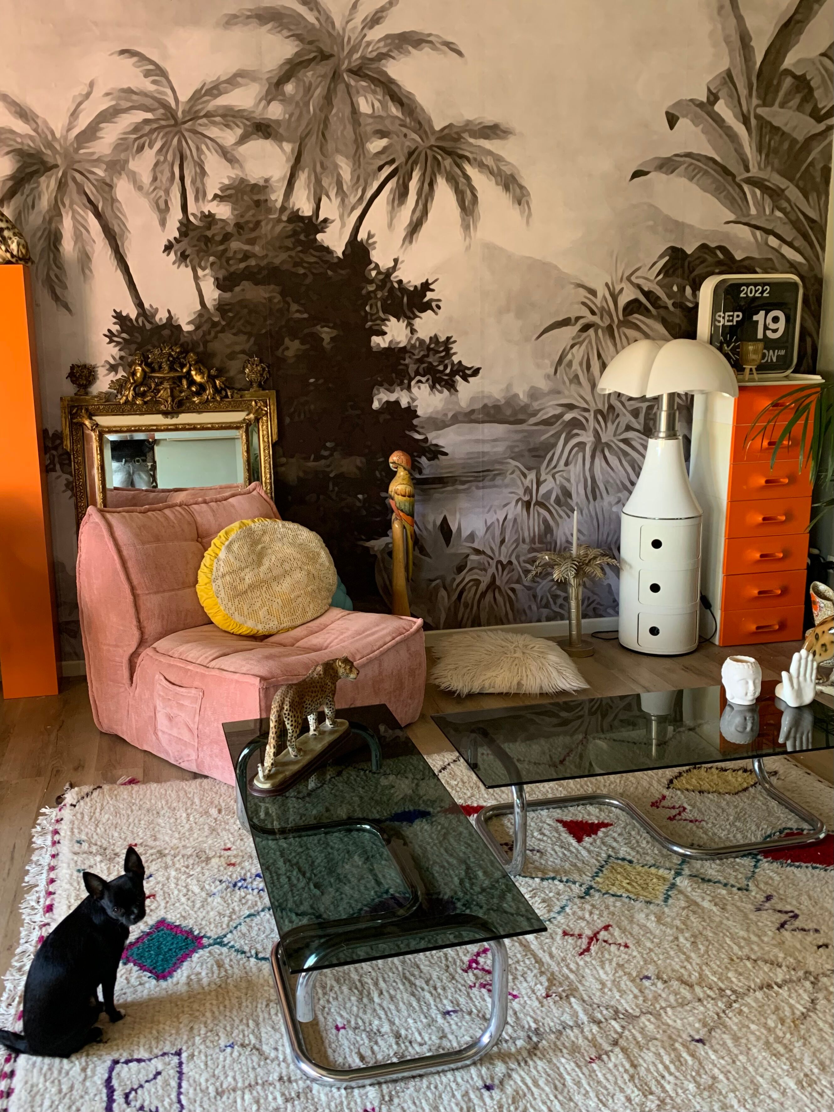 Coffee table chrome and smoked glass