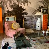 Coffee table chrome and smoked glass