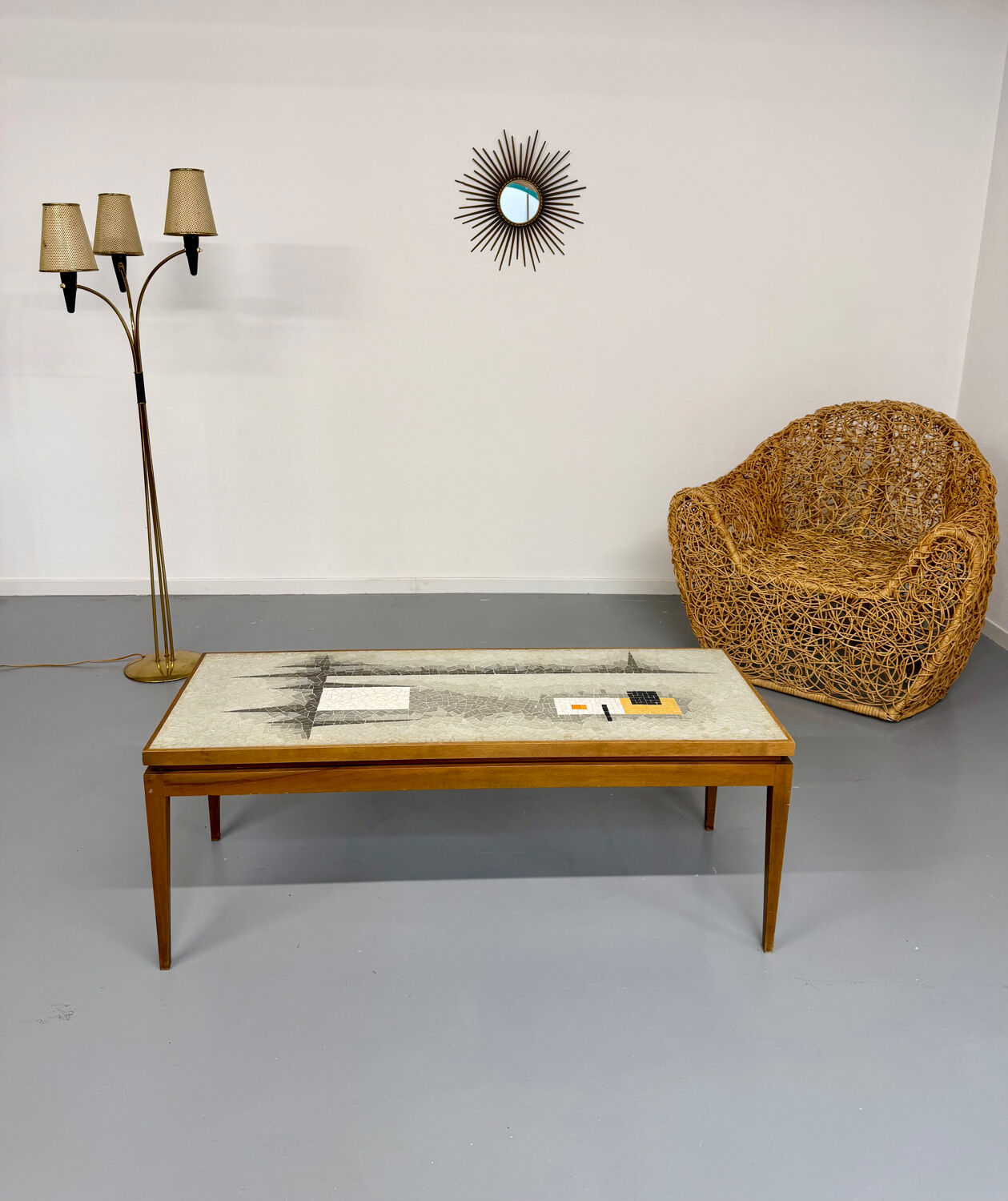 Sculptural woven rattan armchair, organic design from the 1970s.
