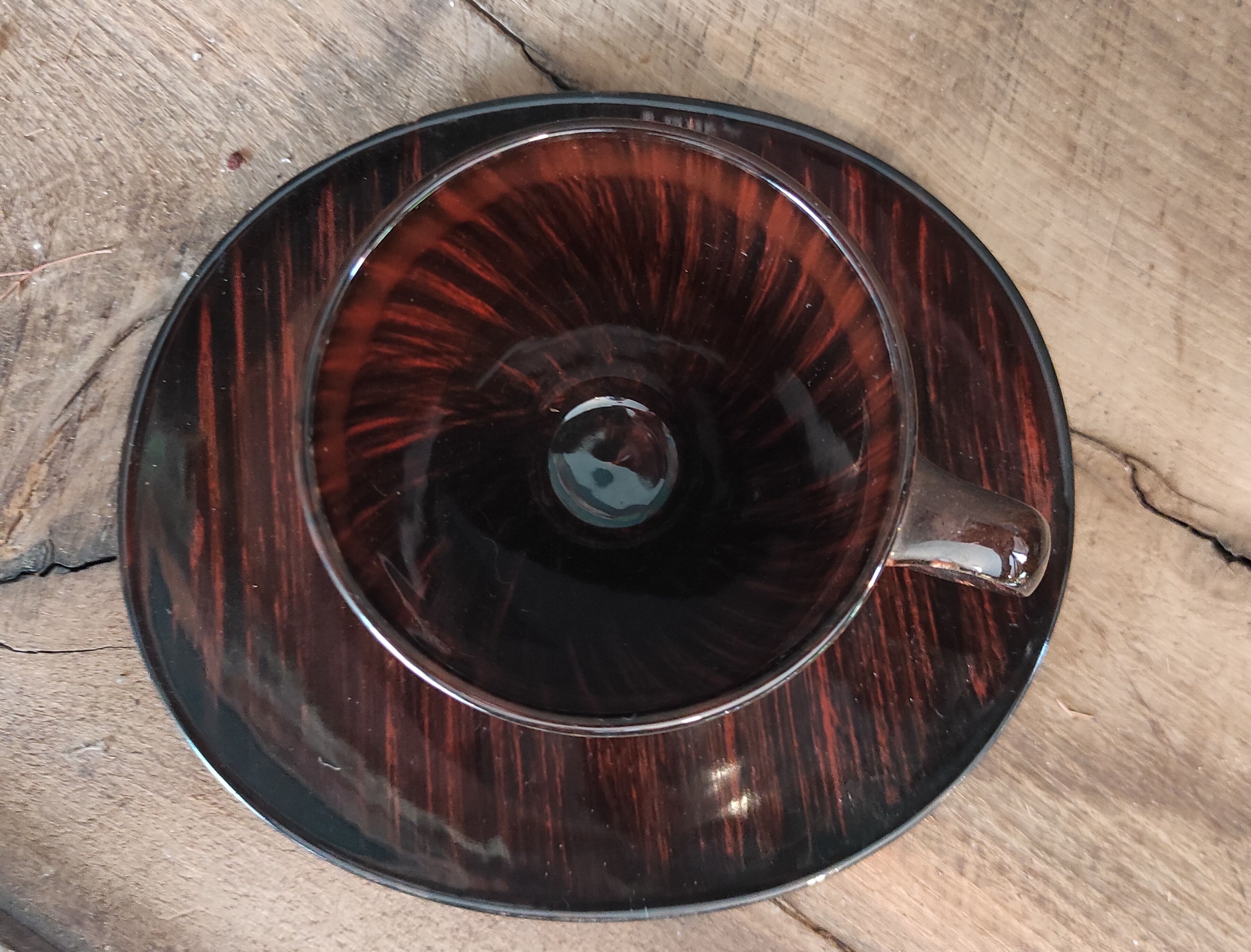 Mid Century French coffee set for 4, faïence Salins, model Bahamas