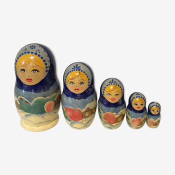 vintage Russian blue dolls Matriochkas