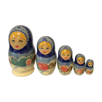 vintage Russian blue dolls Matriochkas