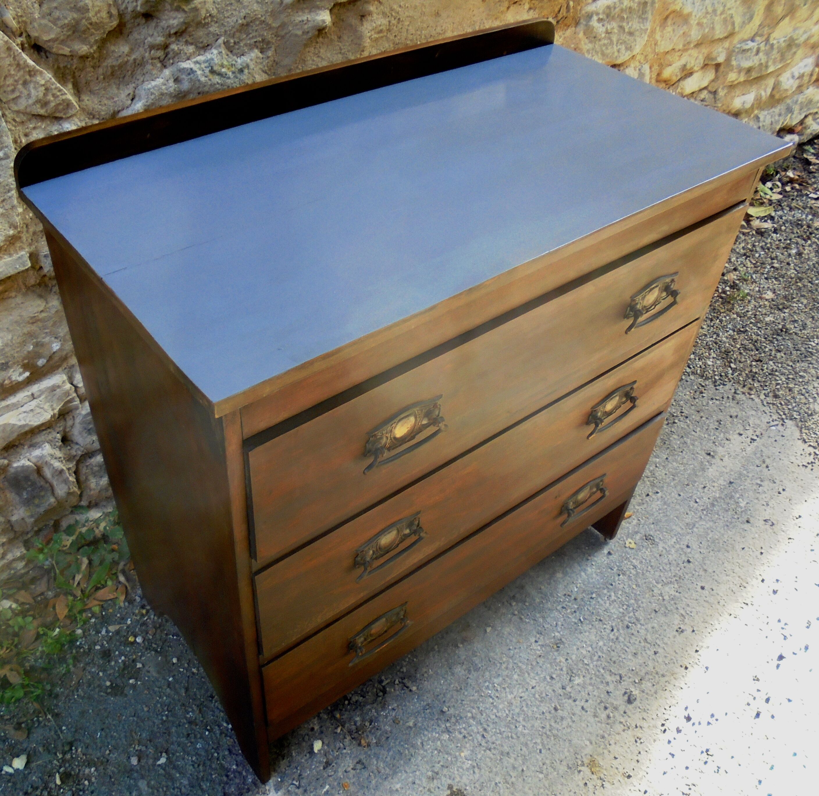 Wood grey tray dresser