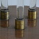 Art deco pedestal wood, glass and brass