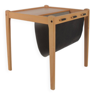 Danish side table with magazine holder by S.P. Jensen for BRDR Furbo, 1960s