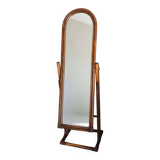 Vintage rattan full-length mirror, 1960s-70s.