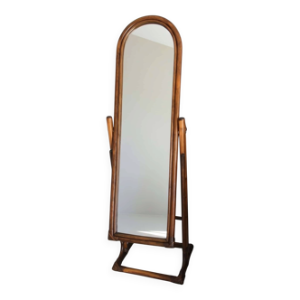 Vintage rattan full-length mirror, 1960s-70s.