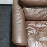 Canapé vintage en cuir brun par Rolf Benz