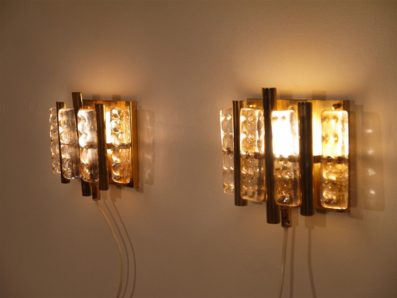 Pair of glass and brass sconces by Carl Fagerlund