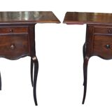 Pair of old bedside tables with flaps