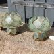 Pair of designer table lamps in turquoise blue green capiz mother-of-pearl from the 70s