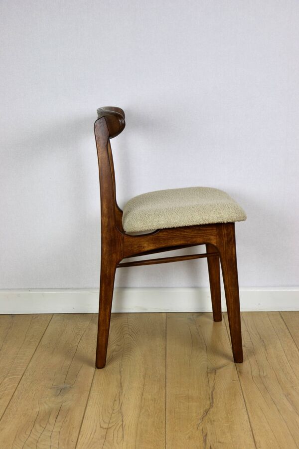 Chaises vintage Hałas beige bouclé - lot de 3