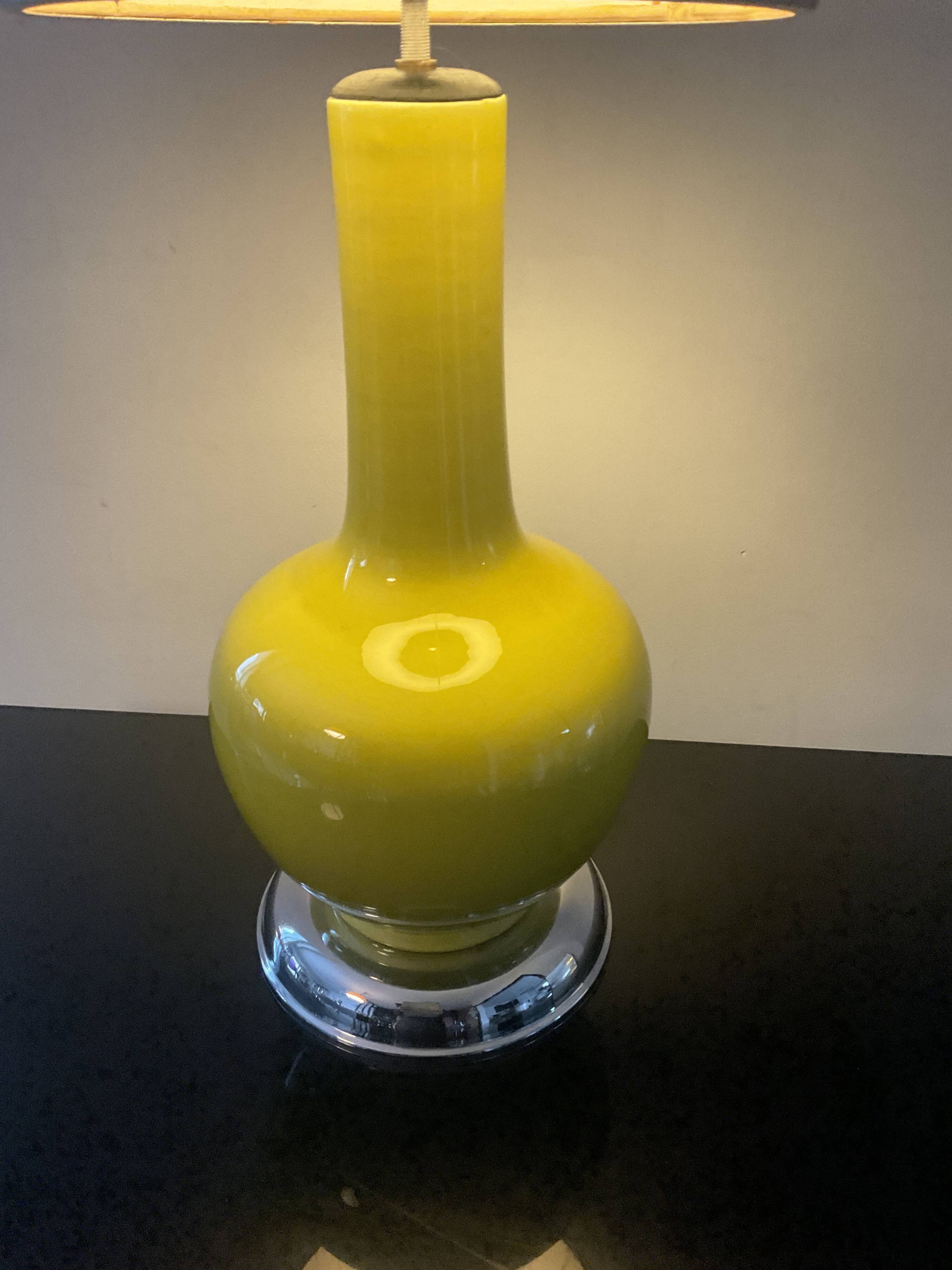 Vintage ceramic and chrome metal lamp from the 60s and 70s