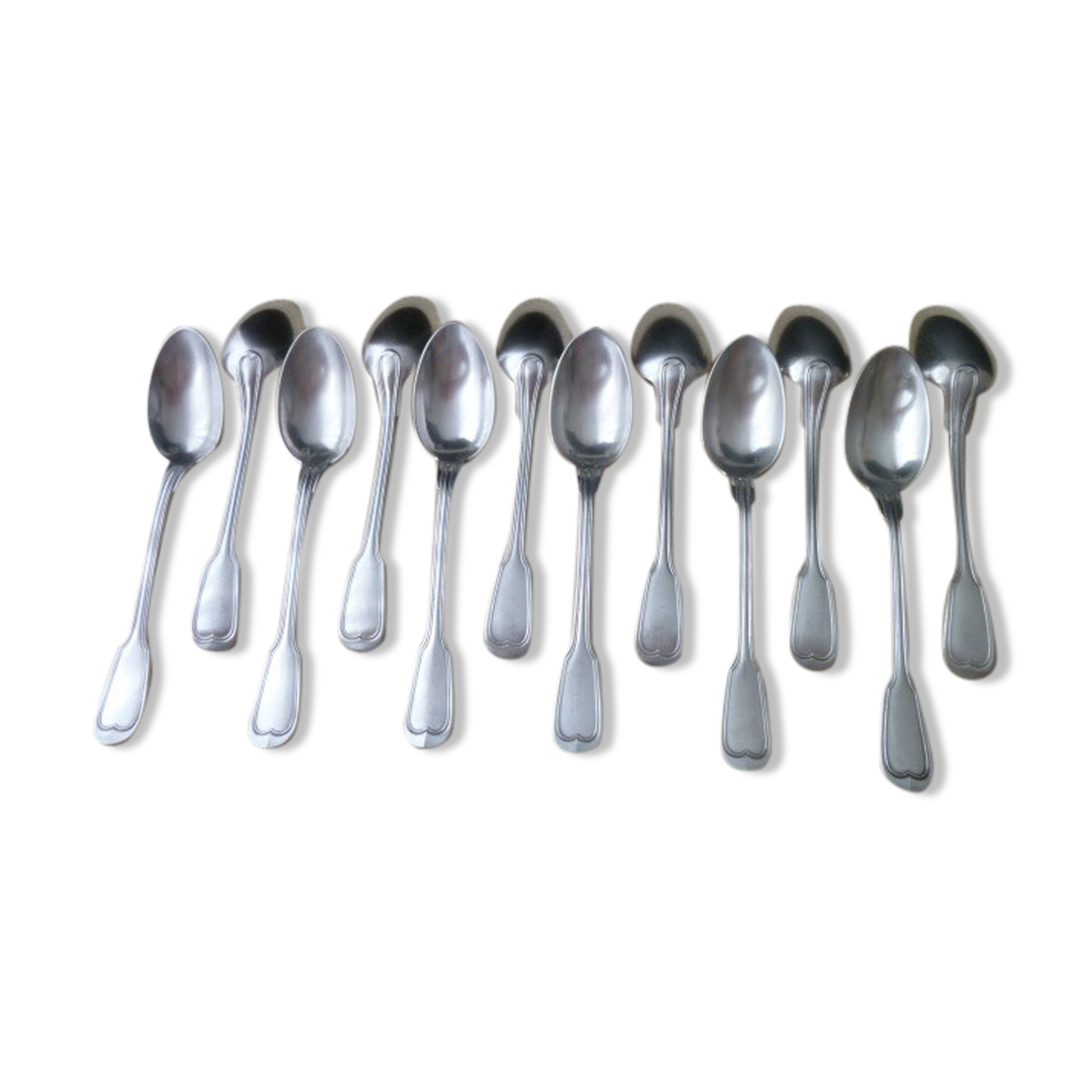 Box of 12 teaspoons in silver metal