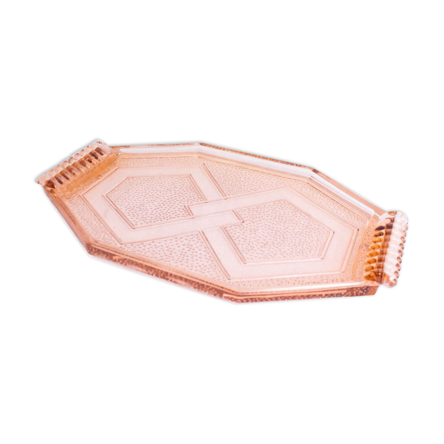 Art deco tray in pink glass