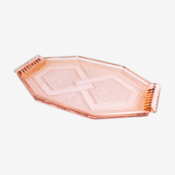 Art deco tray in pink glass
