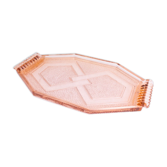 Art deco tray in pink glass