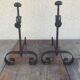 Former Pair De Landiers A Cremailier Fer Forged Cintré - Vintage Brooch Door