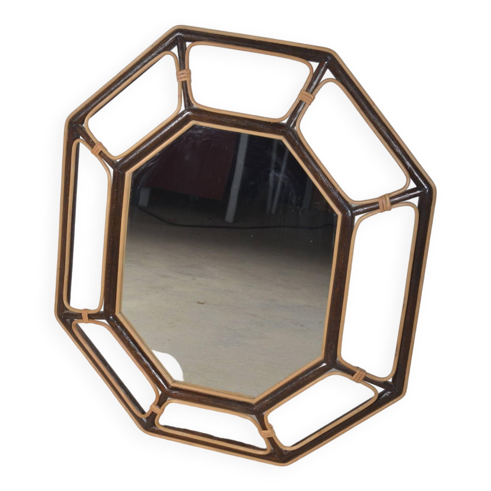 octagonal rattan mirror