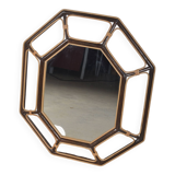 miroir en rotin octogonal