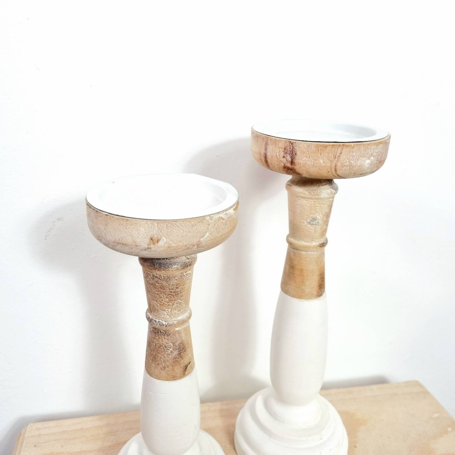Painted wooden candlesticks