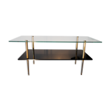 Double coffee table top of glass and gilded metal, 1950